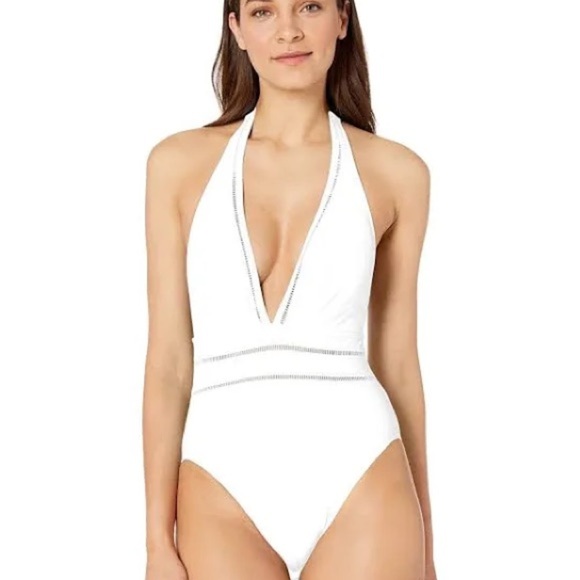 Gottex Finesse Halter One Piece Swimsuit in White. Size 10 - Picture 2 of 14
